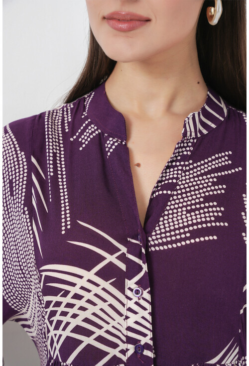 Kadın Desenli Uzun Tesettür Elbise 2585