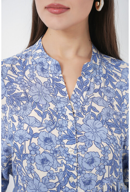 Kadın Desenli Uzun Tesettür Elbise 2585