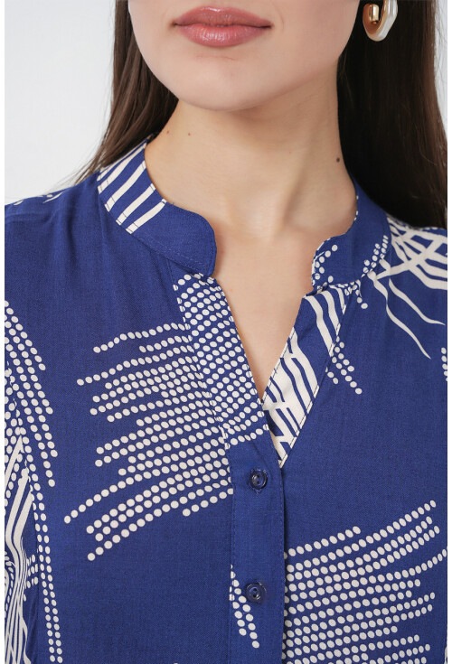 Kadın Desenli Uzun Tesettür Elbise 2585