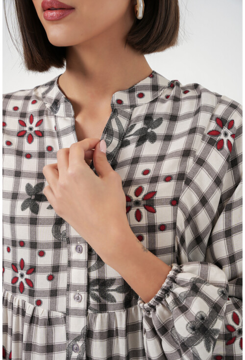 Kadın Desenli Uzun Tesettür Elbise 2585