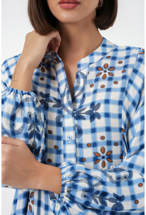 Kadın Desenli Uzun Tesettür Elbise 2585