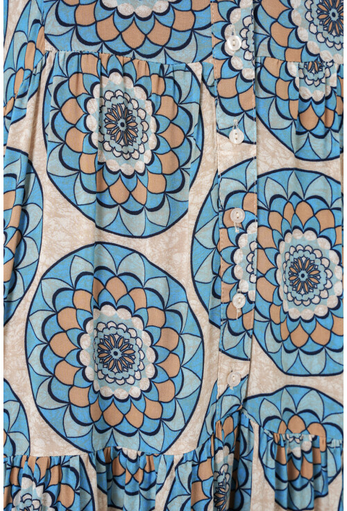 Kadın Desenli Uzun Tesettür Elbise 2585