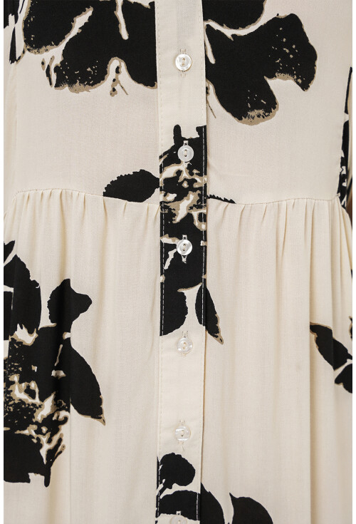 Kadın Desenli Uzun Tesettür Elbise 2585