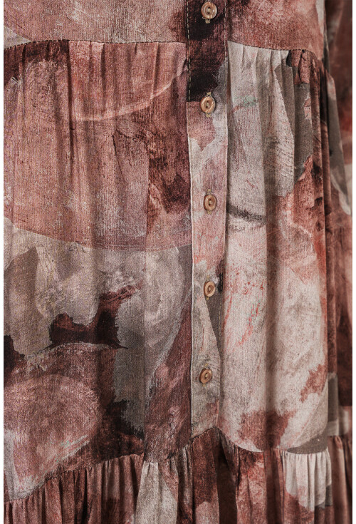 Kadın Desenli Uzun Tesettür Elbise 2585