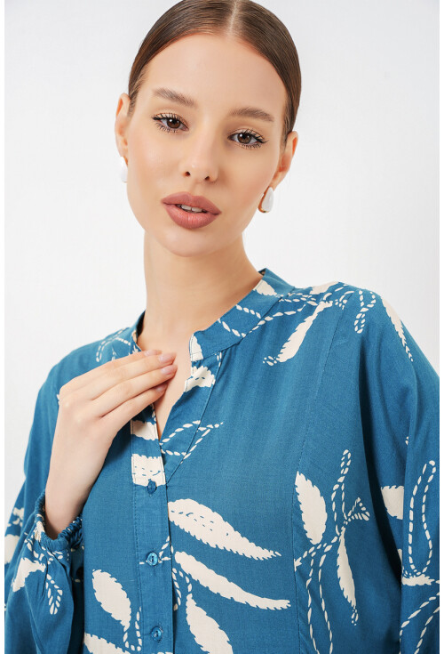 Kadın Desenli Uzun Tesettür Elbise 2585