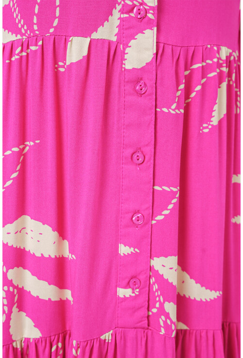 Kadın Desenli Uzun Tesettür Elbise 2585