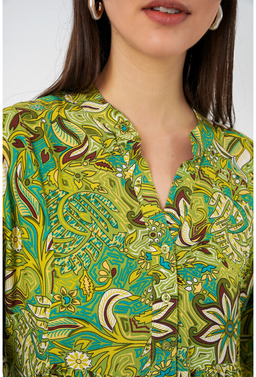 Kadın Desenli Uzun Tesettür Elbise 2585