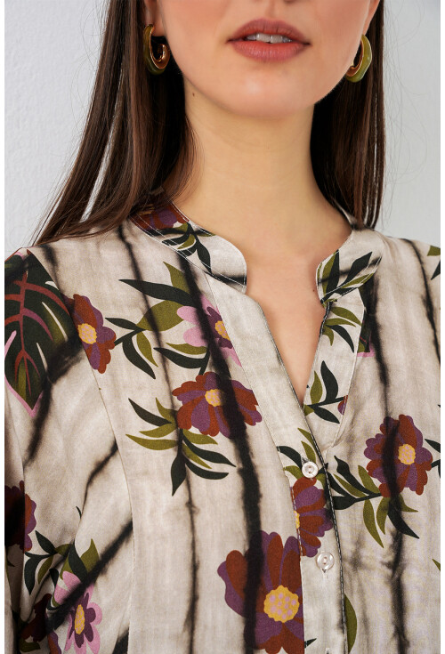 Kadın Desenli Uzun Tesettür Elbise 2585