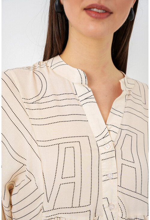 Kadın Desenli Uzun Tesettür Elbise 2585