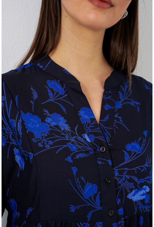 Kadın Desenli Uzun Tesettür Elbise 2585