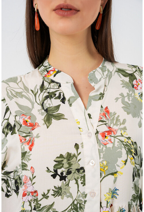 Kadın Desenli Uzun Tesettür Elbise 2585