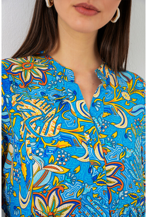 Kadın Desenli Uzun Tesettür Elbise 2585