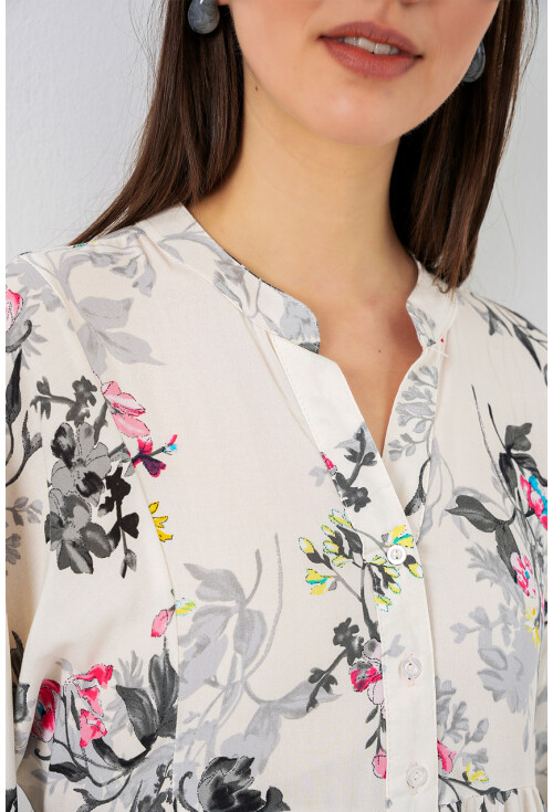 Kadın Desenli Uzun Tesettür Elbise 2585