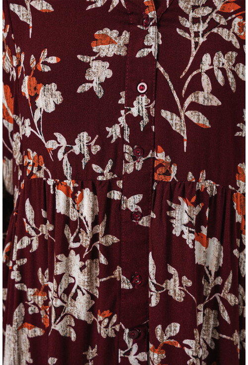 Kadın Desenli Uzun Tesettür Elbise 2585