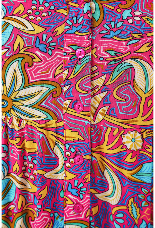 Kadın Desenli Uzun Tesettür Elbise 2585