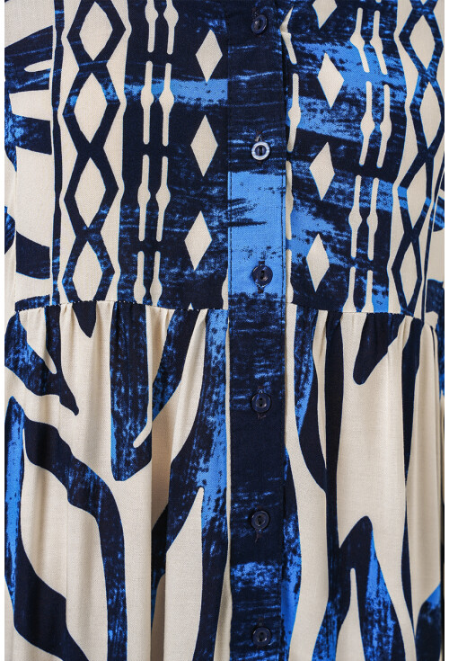 Kadın Desenli Uzun Tesettür Elbise 2585