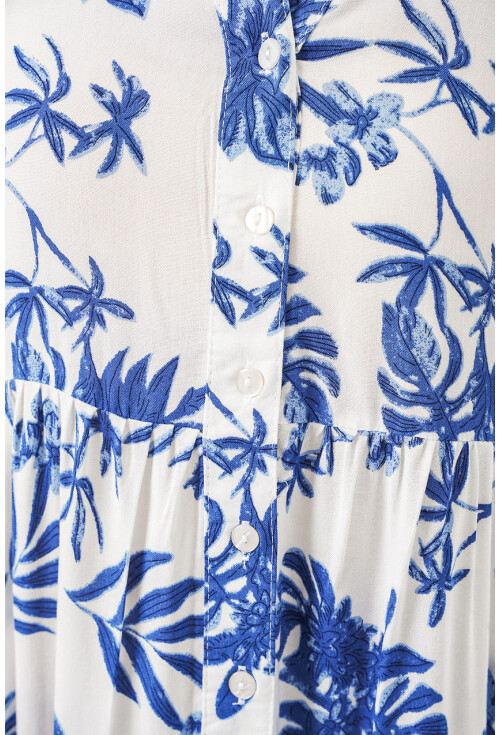 Kadın Desenli Uzun Tesettür Elbise 2585