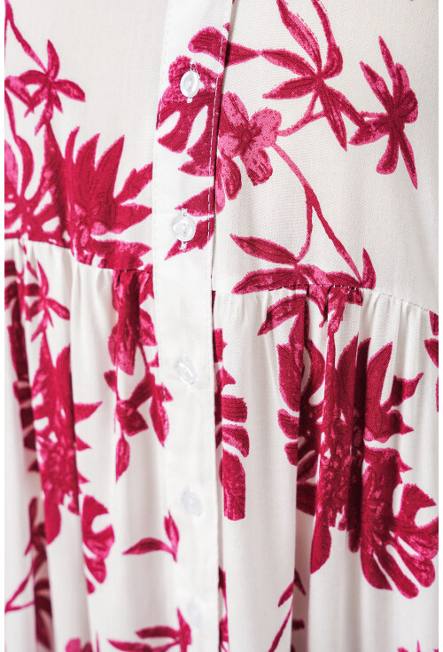 Kadın Desenli Uzun Tesettür Elbise 2585