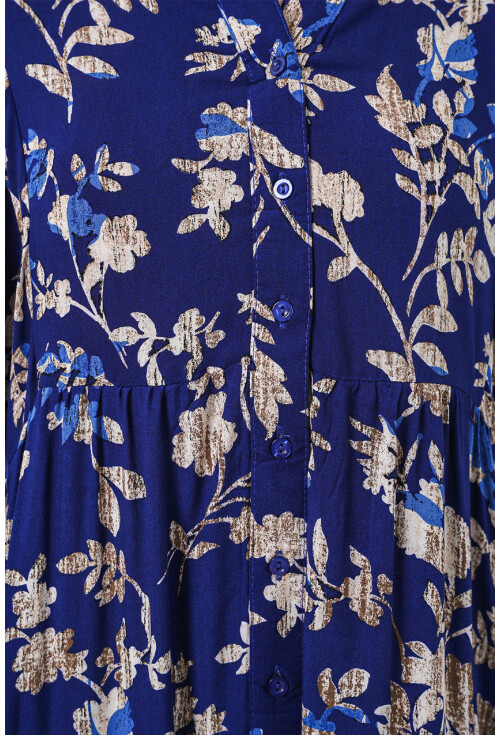 Kadın Desenli Uzun Tesettür Elbise 2585