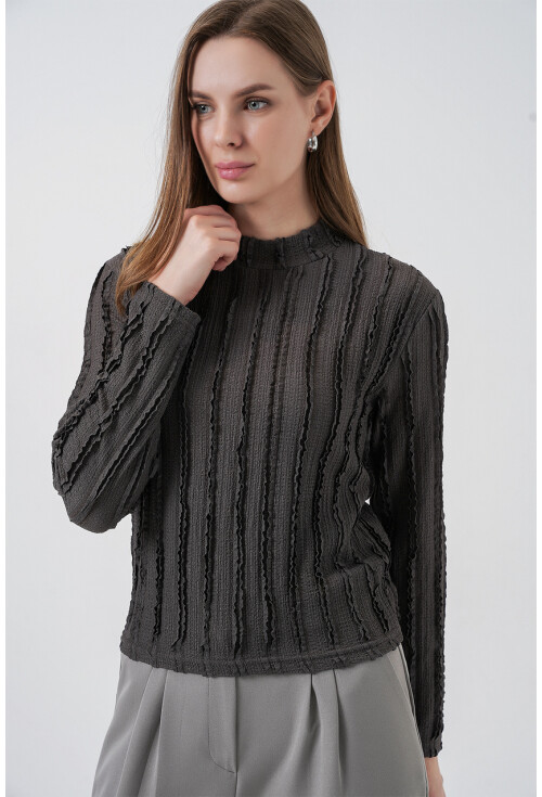Kadın Dokulu Esnek Örme Bluz 975