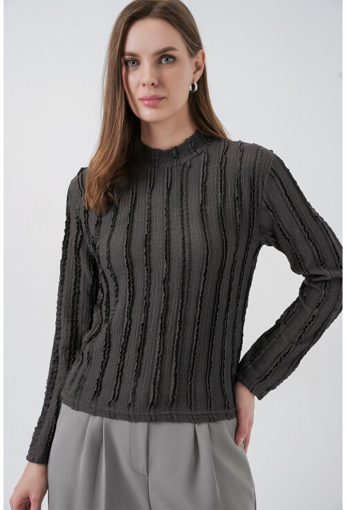 Kadın Dokulu Esnek Örme Bluz 975