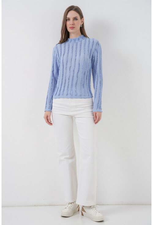 Kadın Dokulu Esnek Örme Bluz 975