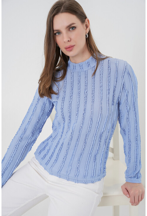 Kadın Dokulu Esnek Örme Bluz 975