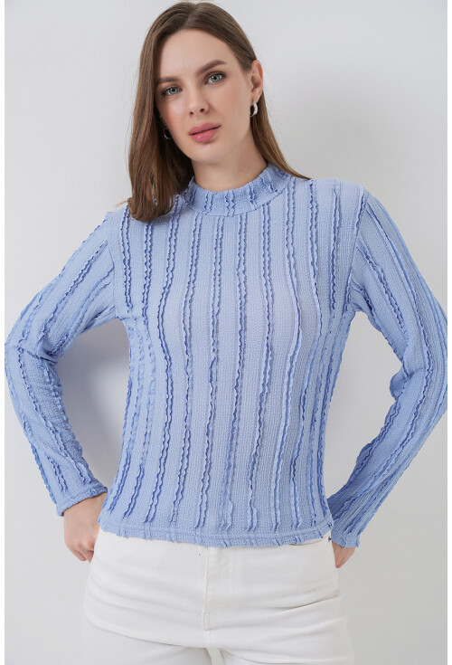 Kadın Dokulu Esnek Örme Bluz 975