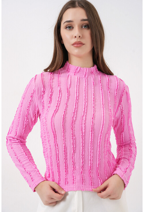 Kadın Dokulu Esnek Örme Bluz 975