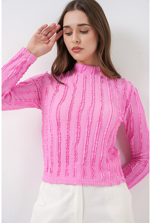 Kadın Dokulu Esnek Örme Bluz 975