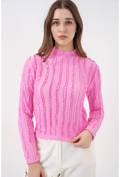 Kadın Dokulu Esnek Örme Bluz 975