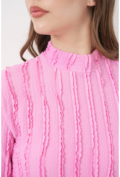 Kadın Dokulu Esnek Örme Bluz 975