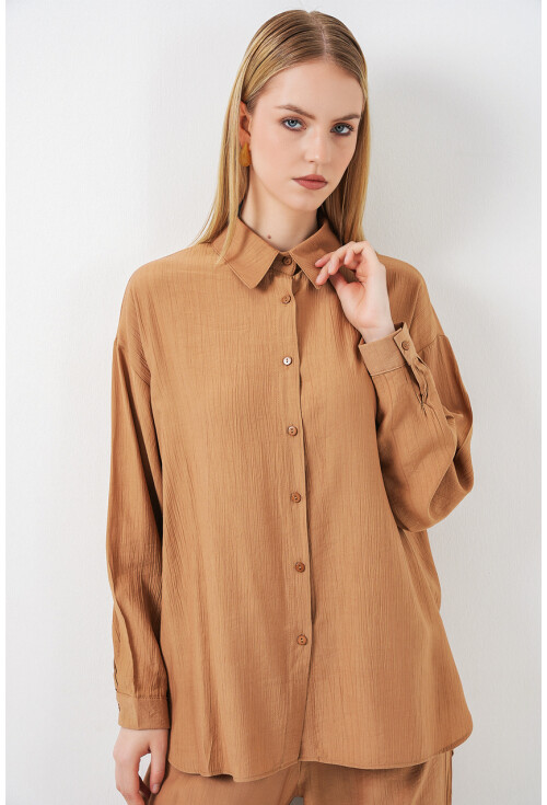 Kadın Dokulu Gömlek Pantolon İkili Takım 6710