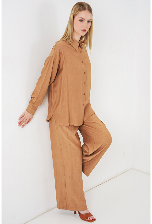 Kadın Dokulu Gömlek Pantolon İkili Takım 6710