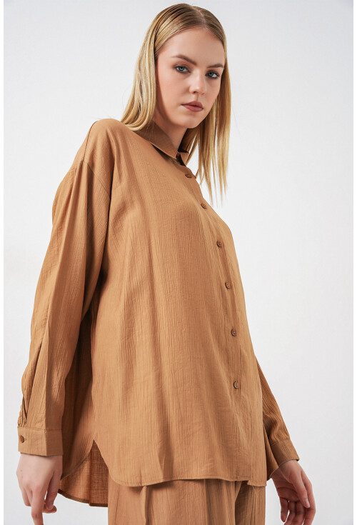 Kadın Dokulu Gömlek Pantolon İkili Takım 6710