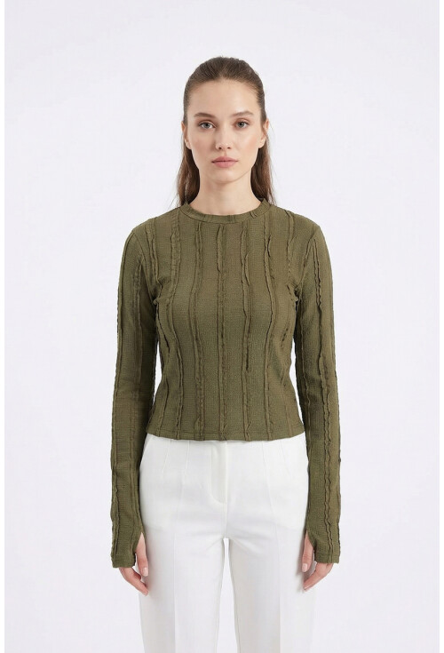 Kadın Dokulu Örme Bluz 980