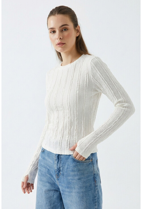 Kadın Dokulu Örme Bluz 980