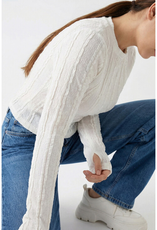 Kadın Dokulu Örme Bluz 980