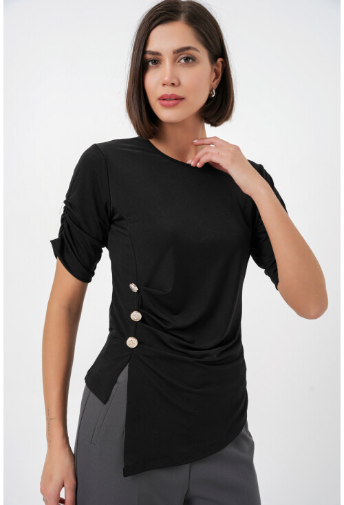 Kadın Düğme Detaylı Sandy Bluz 992