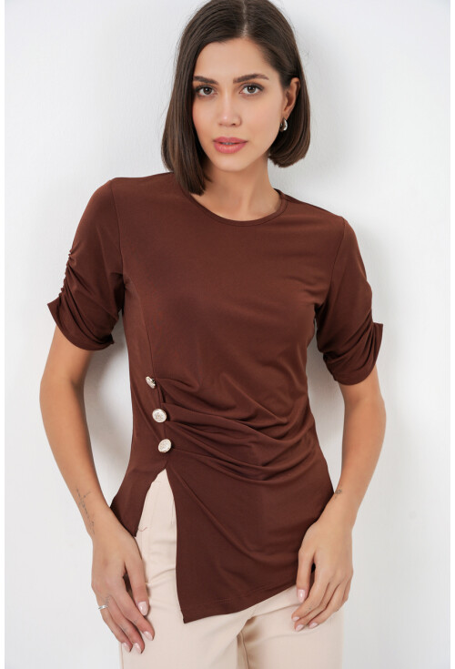 Kadın Düğme Detaylı Sandy Bluz 992