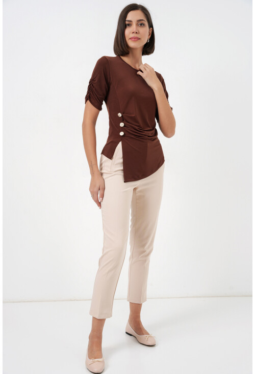 Kadın Düğme Detaylı Sandy Bluz 992