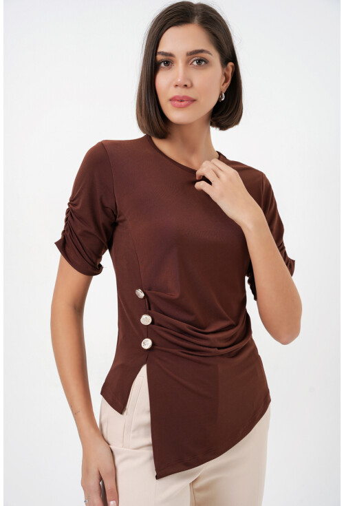 Kadın Düğme Detaylı Sandy Bluz 992