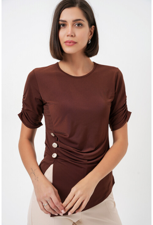 Kadın Düğme Detaylı Sandy Bluz 992