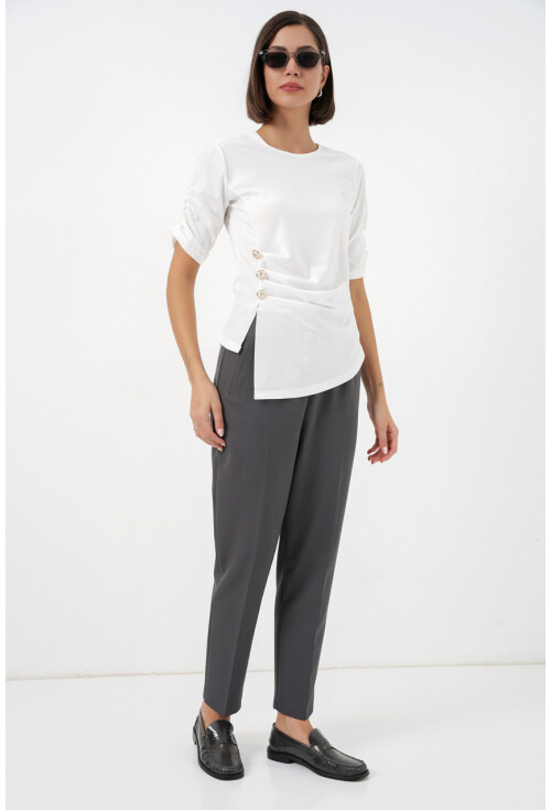 Kadın Düğme Detaylı Sandy Bluz 992