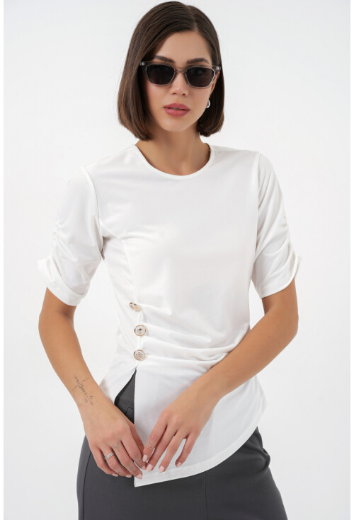 Kadın Düğme Detaylı Sandy Bluz 992
