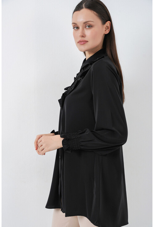 Kadın Fırfırlı Uzun Gömlek Tunik 5986