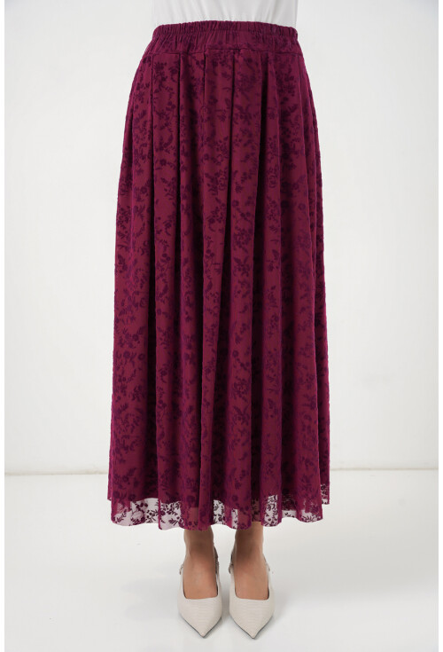 Kadın Flok Baskılı Astarlı Etek 8069