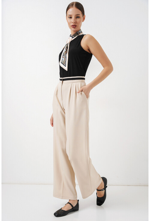 Kadın Geniş Paça Kumaş Pantolon 30088