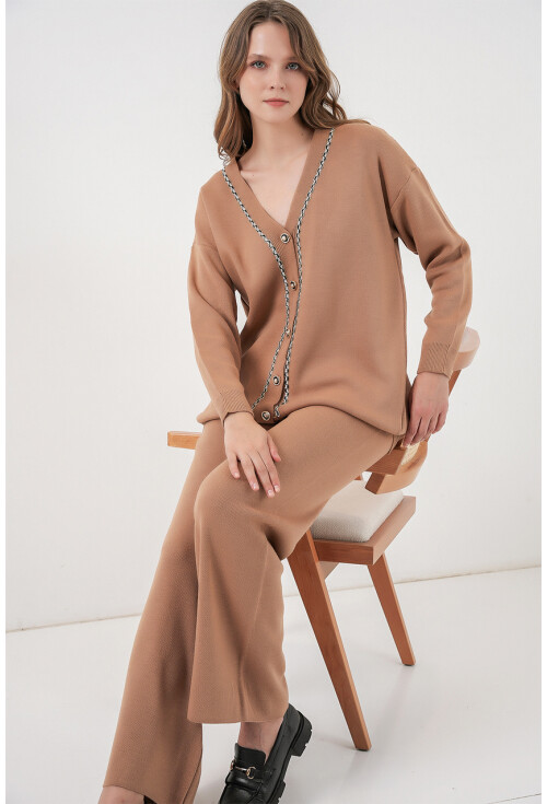 Kadın Hırka Pantolon Triko İkili Takım 15956