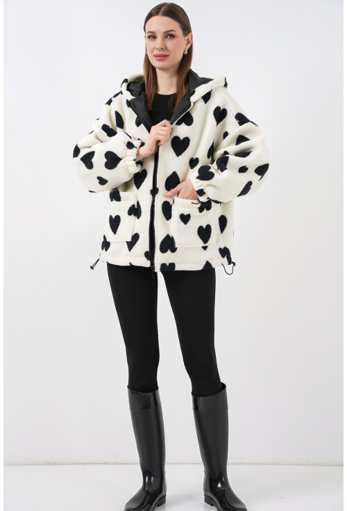 Kadın Kapüşonlu Peluş Ceket 5236